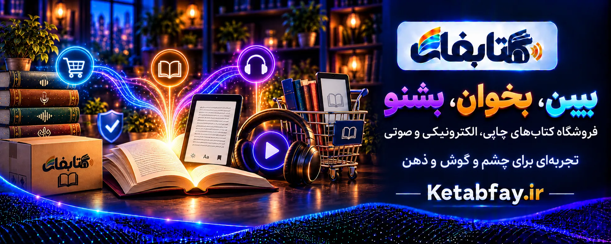 کتابفای — ببین، بخوان، بشنو؛ فروشگاه کتاب‌های چاپی، الکترونیکی و صوتی